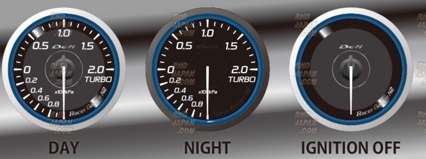 Defi Racer Gauge N2 Turbo Boost 60mm - Blue 2.0bar - RHDJapan